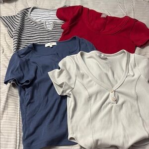 Red, Blue, and White Women's Tops Set